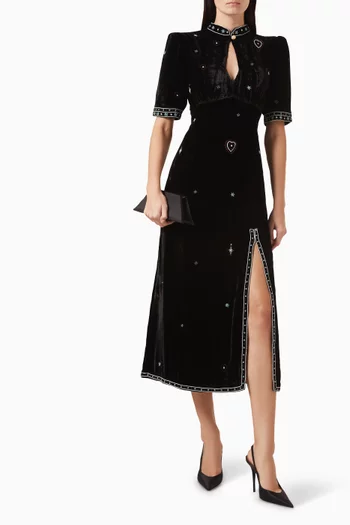 Evie Embellished Dress in Velvet