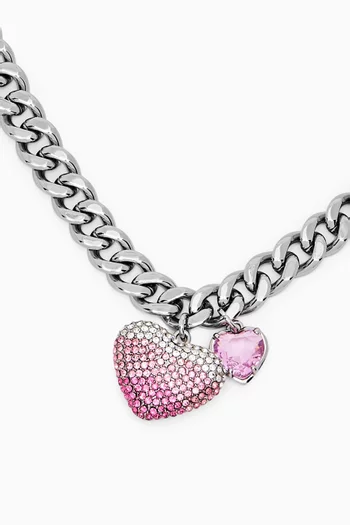 The Heart Balloon Pave Necklace in Brass