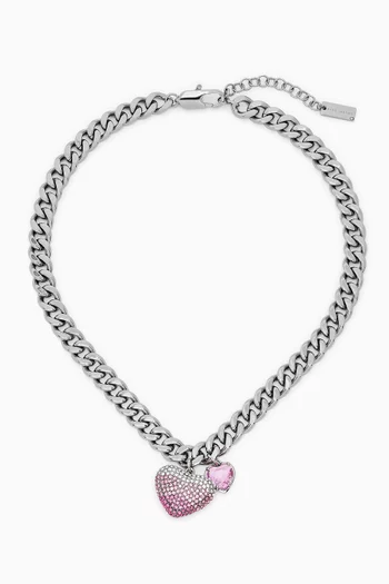 The Heart Balloon Pave Necklace in Brass