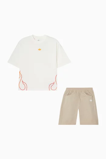 Flames T-shirt & Shorts Set in Cotton