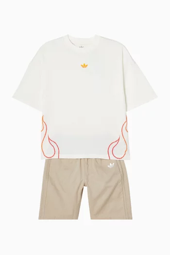 Flames T-shirt & Shorts Set in Cotton