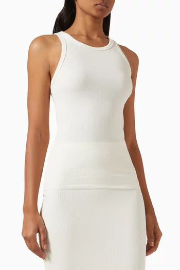 High Neck Tank Top in Cotton Blend