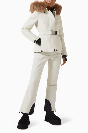 جاكيت تزلج لابلان بغطاء رأس بحافة فرو وتصميم مبطن بالزغب