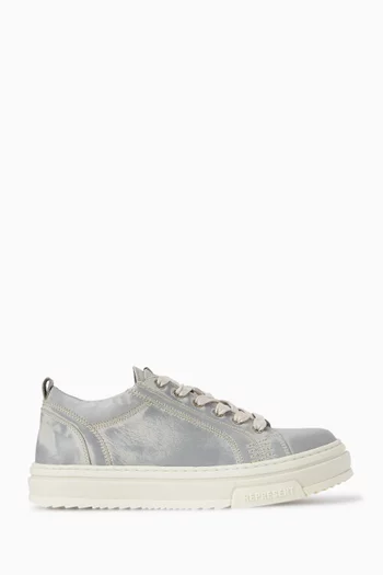 HTN Low Distressed Sneakers in Leather