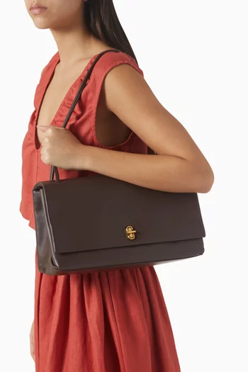 حقيبة كبيرة بحمالة مزدوجة جلد