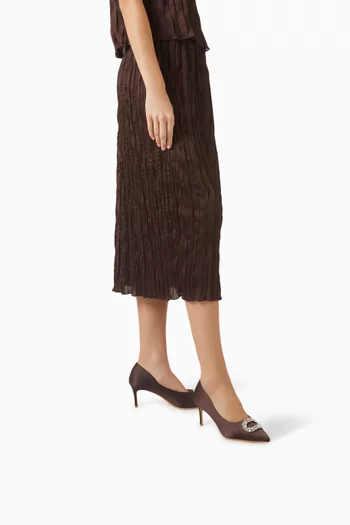 Novi 70 Crystal-brooch Pumps in Satin