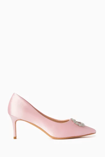 Novi 70 Crystal-brooch Pumps in Satin