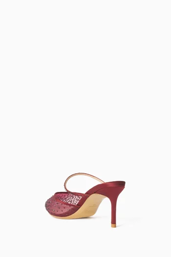 SASHA MULE IN MESH AND SATIN WITH DEGRADE CLEAR CRYSTALS AND CRYSTAL STRAP WITH 70MM HEEL:BURGUNDY:38|218976291