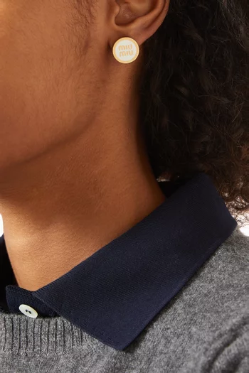 Enameled Logo Stud Earrings