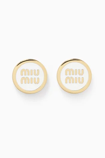 Enameled Logo Stud Earrings