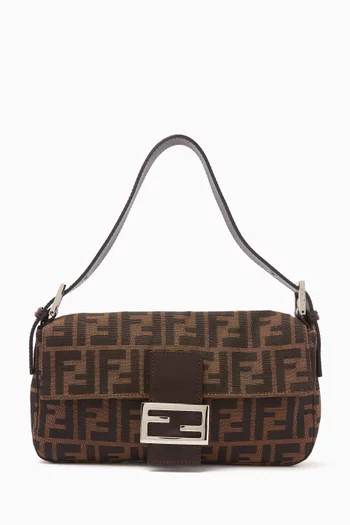 90s Baguette Shoulder Bag in Zucca Monogram Canvas & Leather
