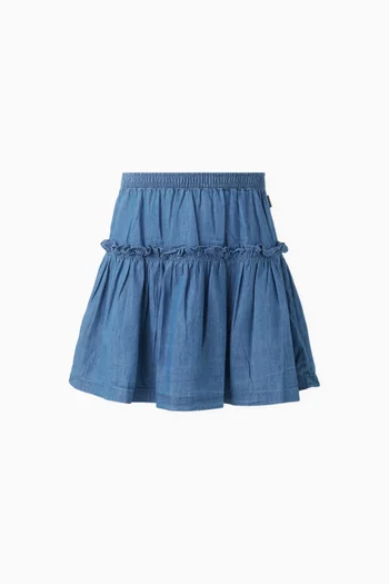 Bel Ruched Skirt in Organic cotton Chambray