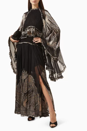 Dream Burnout Maxi Skirt in Viscose & Silk