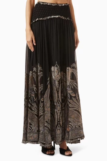 Dream Burnout Maxi Skirt in Viscose & Silk