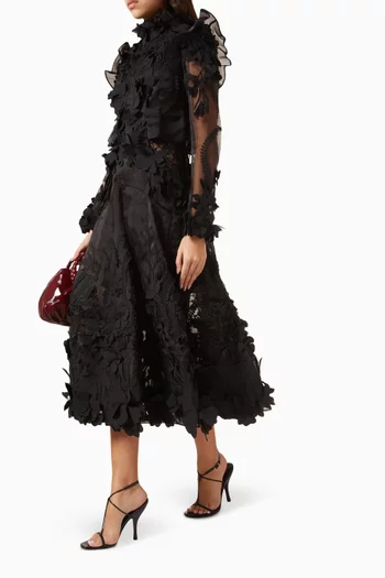 Hypnotic Applique Dress in Silk