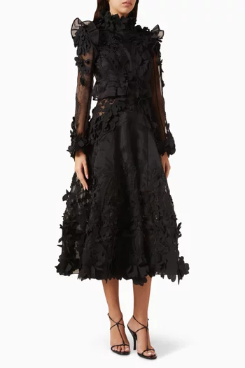 Hypnotic Applique Dress in Silk