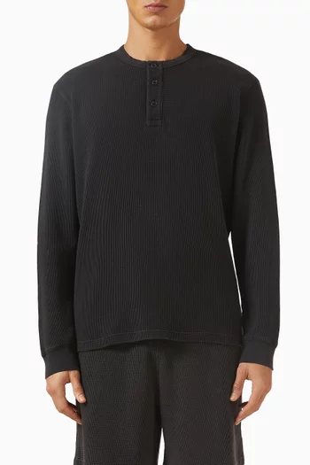 Waffle Henley Top in Cotton