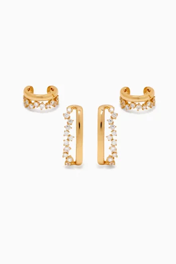 Kevin Earrings & Ear Cuffs in 14kt Gold-plated Sterling Silver, Set of 4