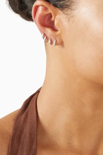 Aspen Crystal Huggie Earring Set in Rhodium-plated Sterling Silver, Set of 4