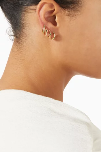 Karon Crystal Earrings in 14kt Gold-plated Sterling Silver, Set of 4