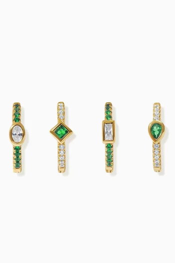 Karon Crystal Earrings in 14kt Gold-plated Sterling Silver, Set of 4