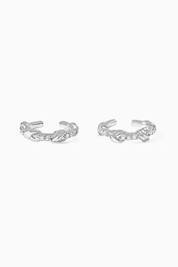 Khalib Ear Cuffs in Rhodium-plated Sterling Silver