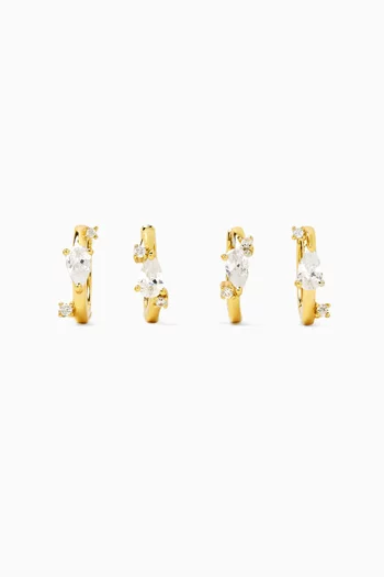Otti Crystal Earrings in 14kt Gold-plated Sterling Silver, Set of 4