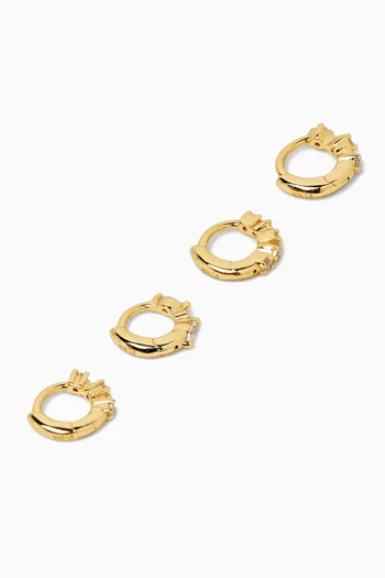 Roland Mini Huggie Earrings in 14kt Gold-plated Sterling Silver, Set of 4