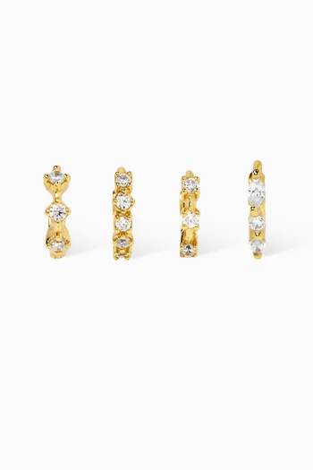 Roland Mini Huggie Earrings in 14kt Gold-plated Sterling Silver, Set of 4
