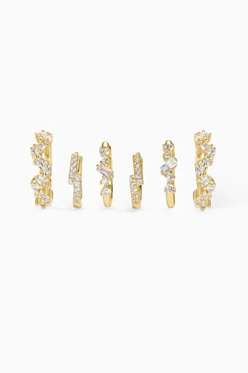 Tobias Crystal Earrings in 14kt Gold-plated Sterling Silver, Set of 6