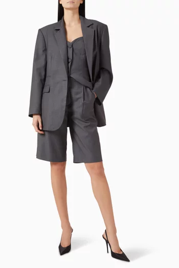 Tailored Blazer & Bermuda Set in Cotton-linen Blend