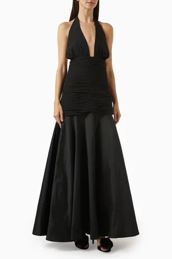 فستان سهرة جندول بظهر مكشوف موسلين