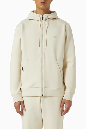 كنزة ساجي بغطاء رأس وسحّاب قطن مطاطي