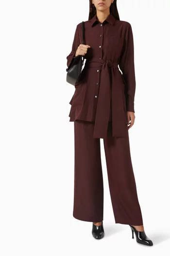 Belted Button-up Blouse