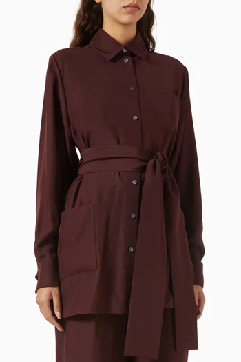 Belted Button-up Blouse