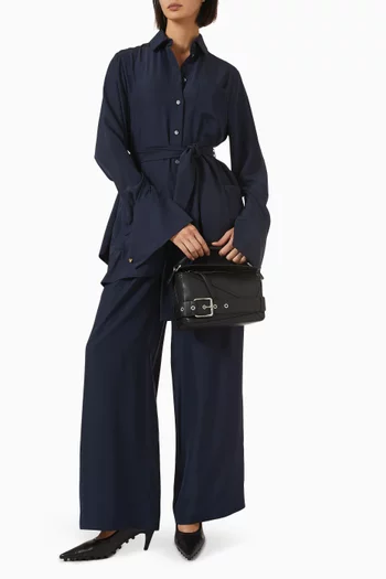 Belted Button-up Blouse