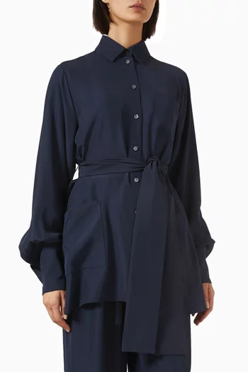 Belted Button-up Blouse