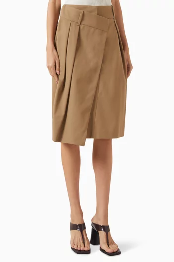 Wrap Midi Skirt in Cotton