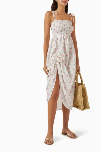 Atlanta Strap Midi Dress in Linen