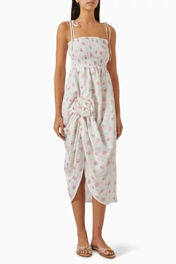 Atlanta Strap Midi Dress in Linen
