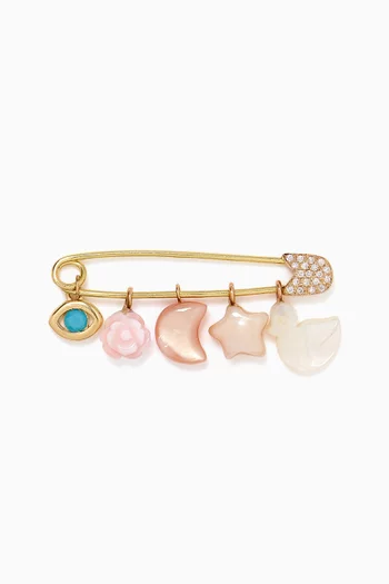 Baby Pin 2 Brooch in Yellow Gold