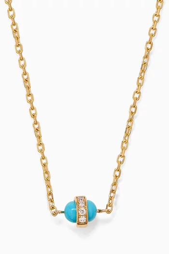 The Single Cobalt Necklace in 18kt Yellow Gold, Turquoise Enamel & Diamonds