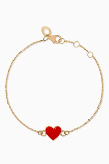 Heart Charm Bracelet in Yellow Gold