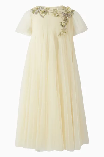 Floral-embellished A-line Dress