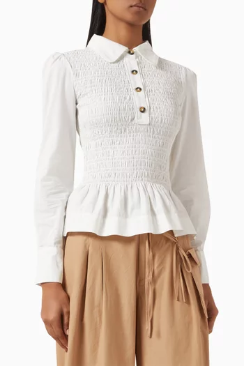 Hazel Shirred Shirt in Organic Cotton
