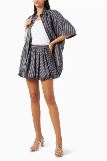 Striped Rhinestone Bubble Mini Skirt in Cotton