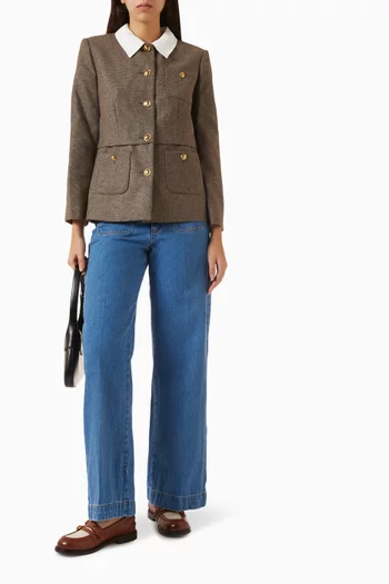 Houndstooth Suit Jacket in Virgin Wool Blend