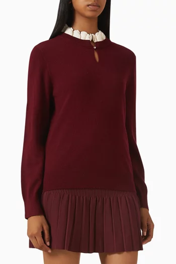 Ruffle-collar Sweater in Wool Blend