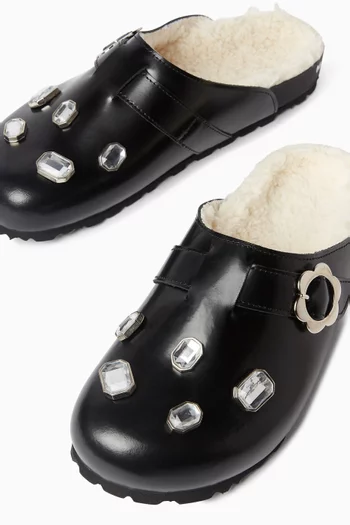 Slip-on Mules in Cowhide Leather
