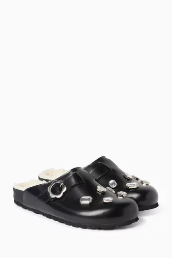 Slip-on Mules in Cowhide Leather